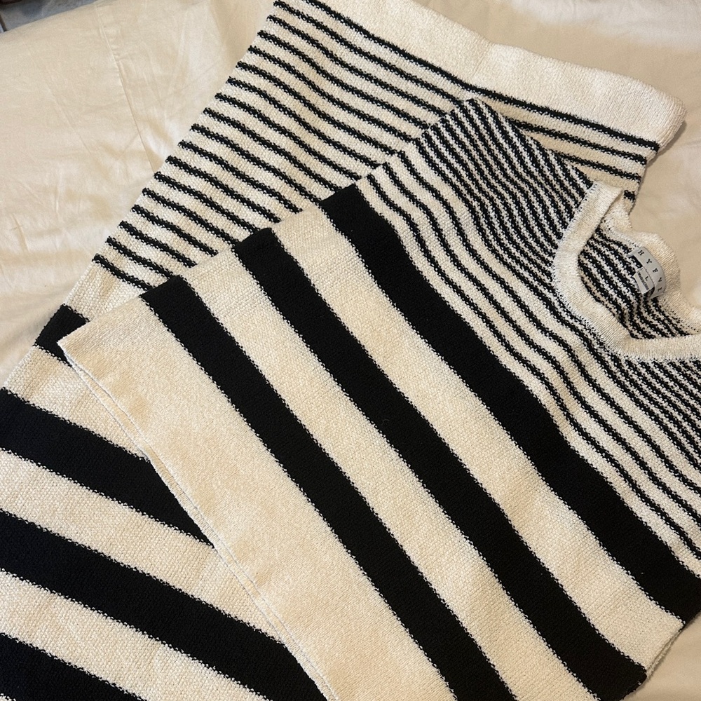 HYFVE Black and White Striped Maxi Skirt and Top Matching Set